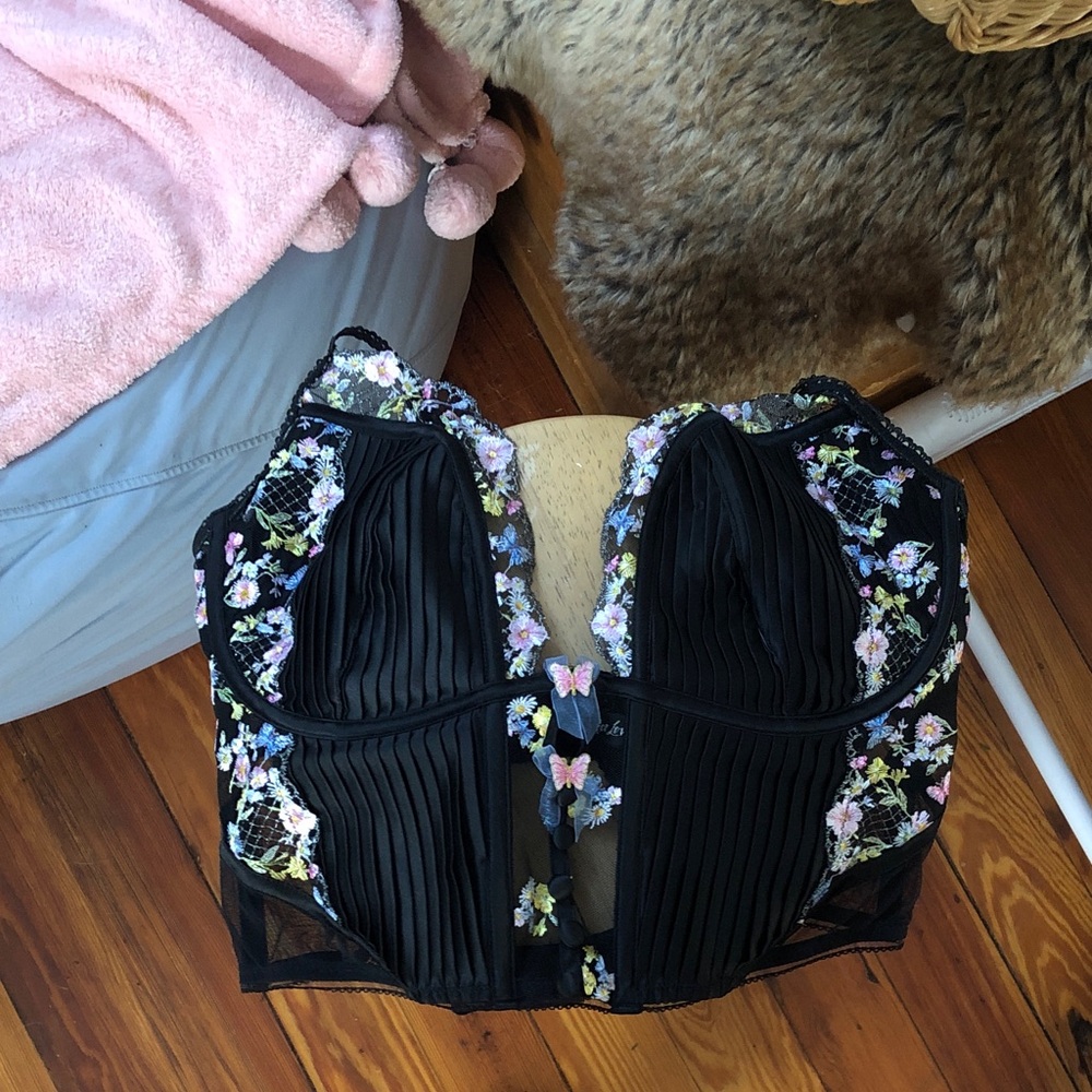 For Love And Lemons Black Floral Lace Corset NWOT